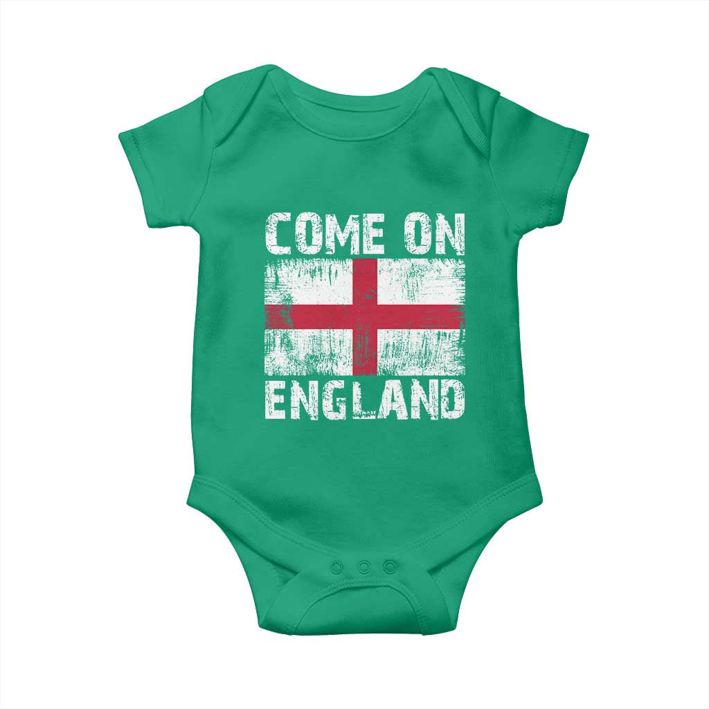 Come On England Baby Onesie Vintage St George Cross Flag Football Fan