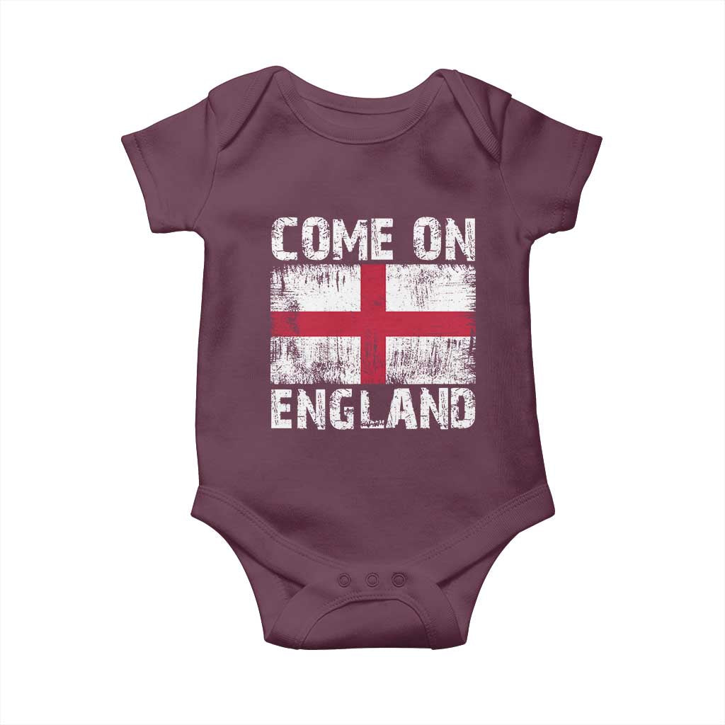 Come On England Baby Onesie Vintage St George Cross Flag Football Fan