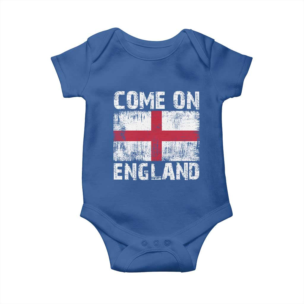 Come On England Baby Onesie Vintage St George Cross Flag Football Fan