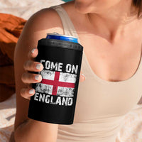 Come On England 4 in 1 Can Cooler Tumbler Vintage St George Cross Flag Football Fan