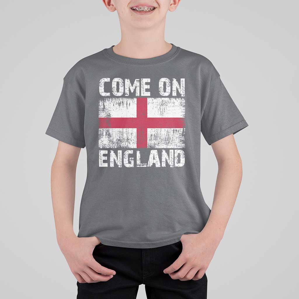 Come On England T Shirt For Kid Vintage St George Cross Flag Football Fan