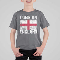 Come On England T Shirt For Kid Vintage St George Cross Flag Football Fan