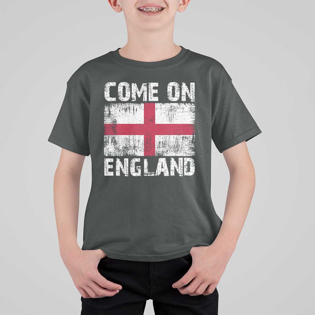 Come On England T Shirt For Kid Vintage St George Cross Flag Football Fan