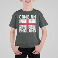 Come On England T Shirt For Kid Vintage St George Cross Flag Football Fan