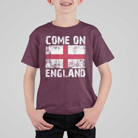 Come On England T Shirt For Kid Vintage St George Cross Flag Football Fan