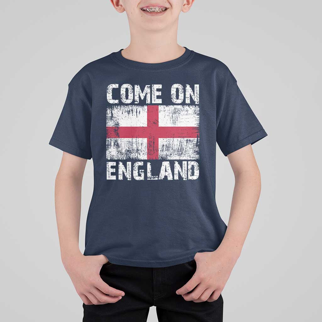 Come On England T Shirt For Kid Vintage St George Cross Flag Football Fan