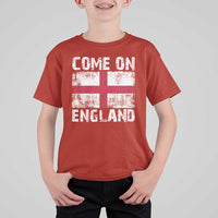 Come On England T Shirt For Kid Vintage St George Cross Flag Football Fan