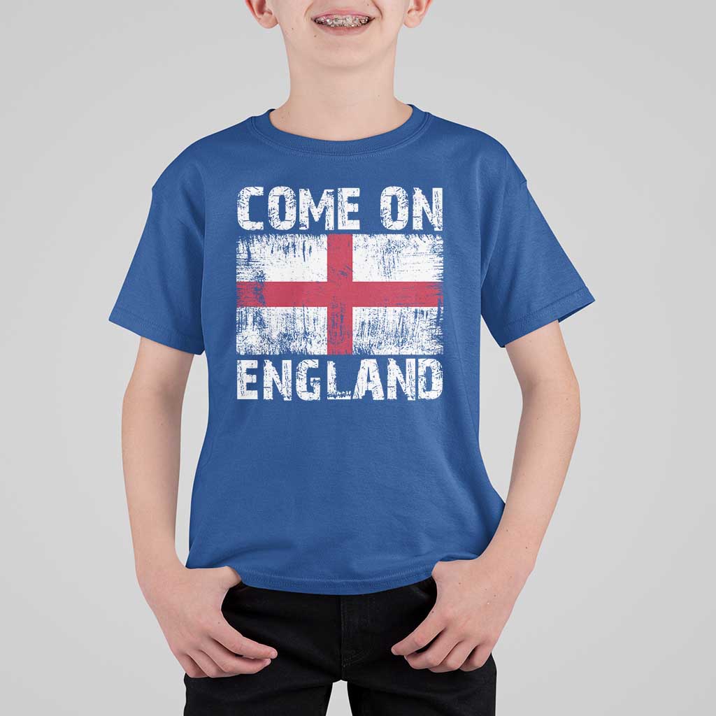 Come On England T Shirt For Kid Vintage St George Cross Flag Football Fan