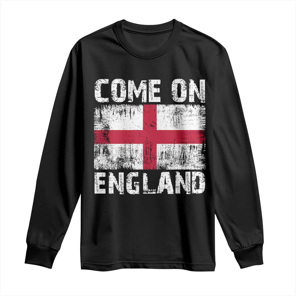 Come On England Long Sleeve Shirt Vintage St George Cross Flag Football Fan