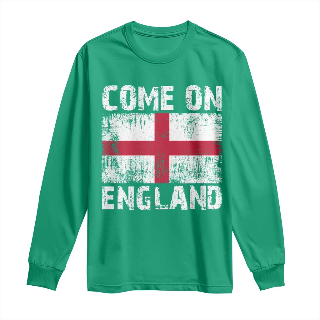 Come On England Long Sleeve Shirt Vintage St George Cross Flag Football Fan