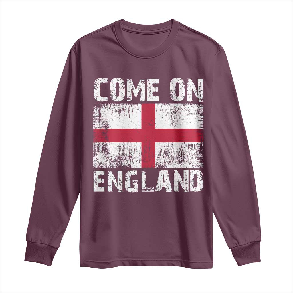 Come On England Long Sleeve Shirt Vintage St George Cross Flag Football Fan