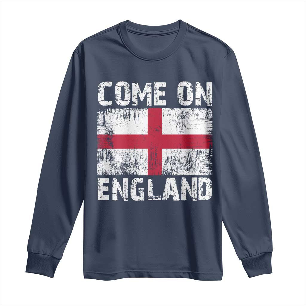 Come On England Long Sleeve Shirt Vintage St George Cross Flag Football Fan