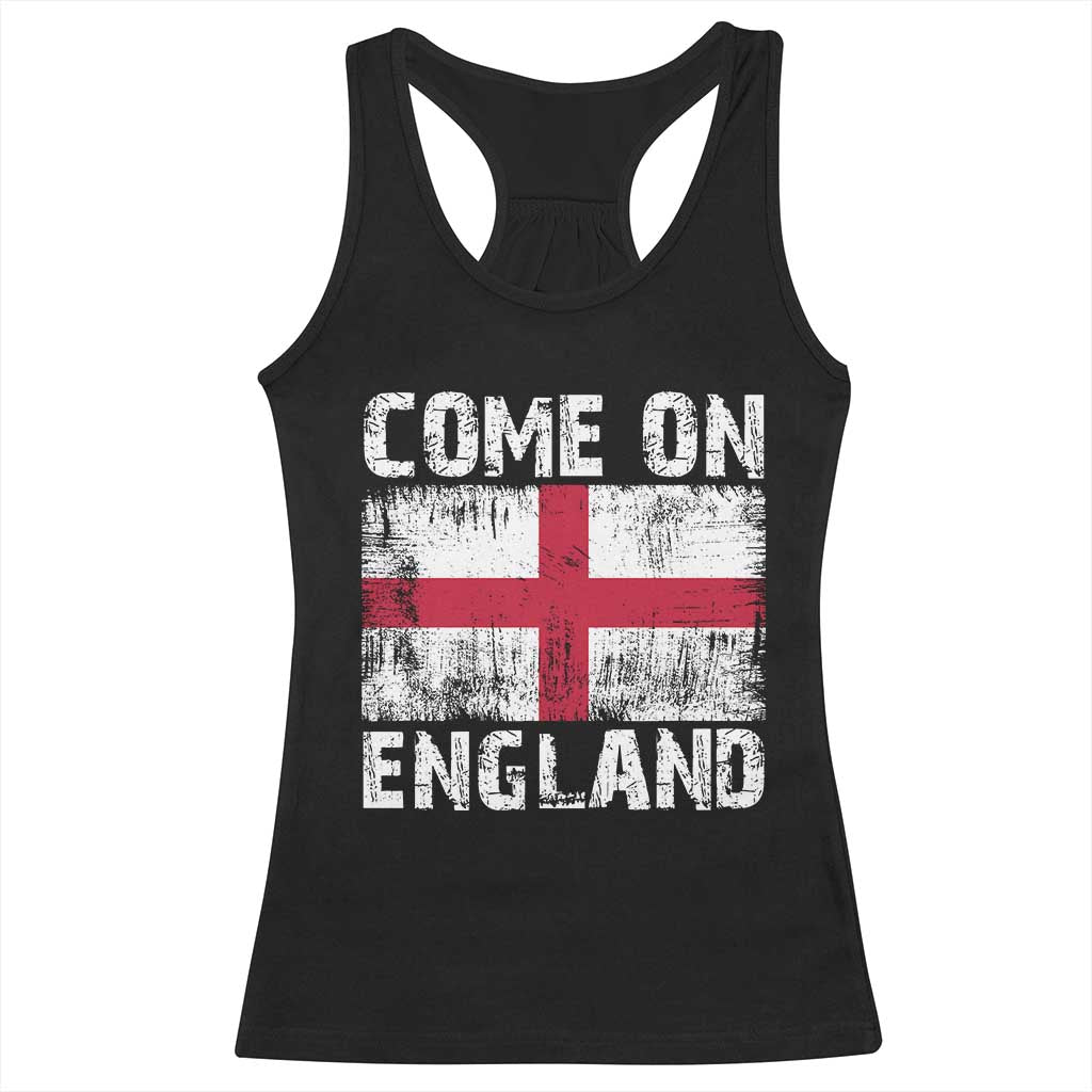 Come On England Racerback Tank Top Vintage St George Cross Flag Football Fan