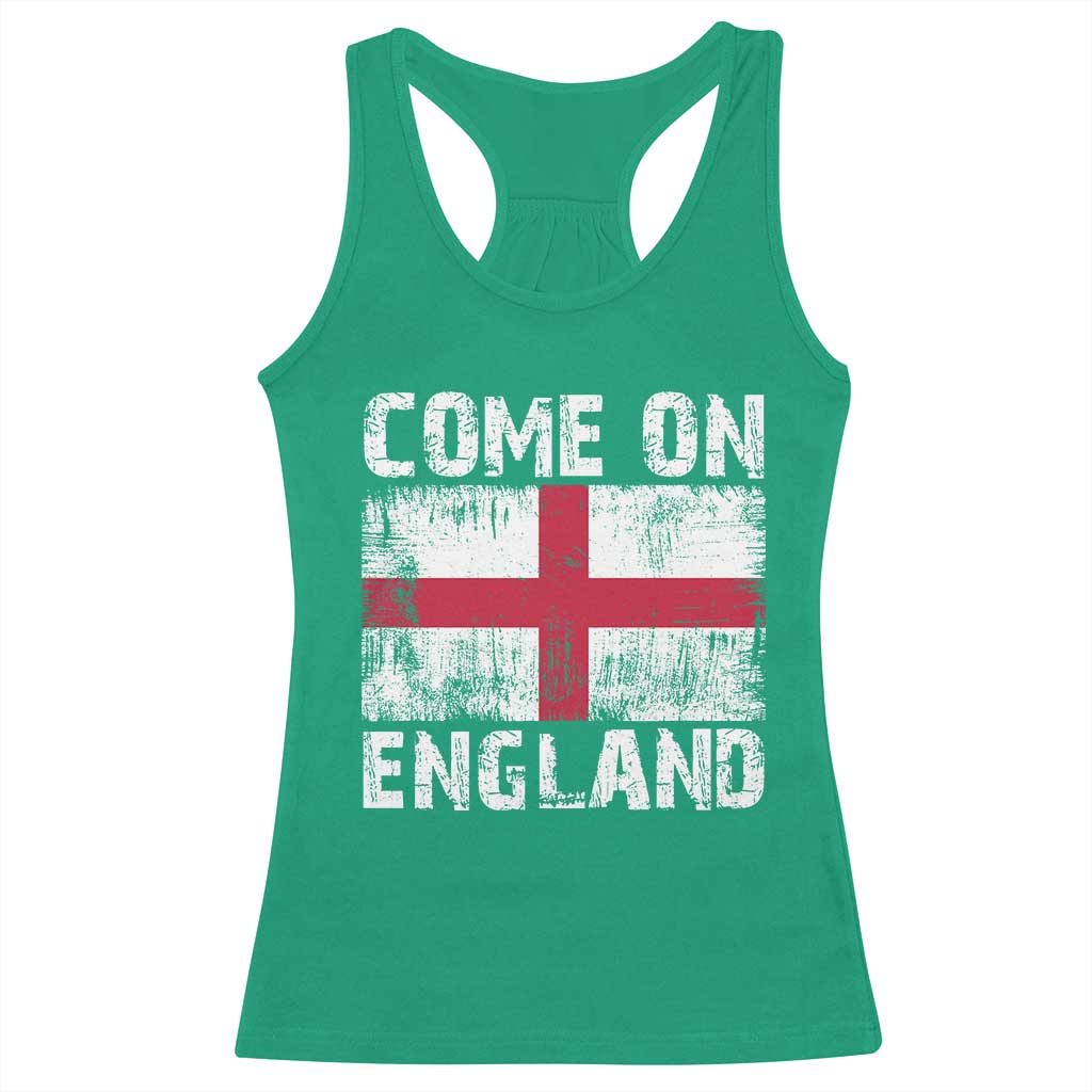 Come On England Racerback Tank Top Vintage St George Cross Flag Football Fan