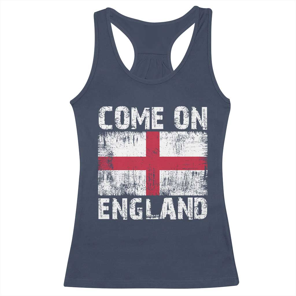 Come On England Racerback Tank Top Vintage St George Cross Flag Football Fan