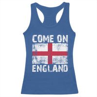 Come On England Racerback Tank Top Vintage St George Cross Flag Football Fan