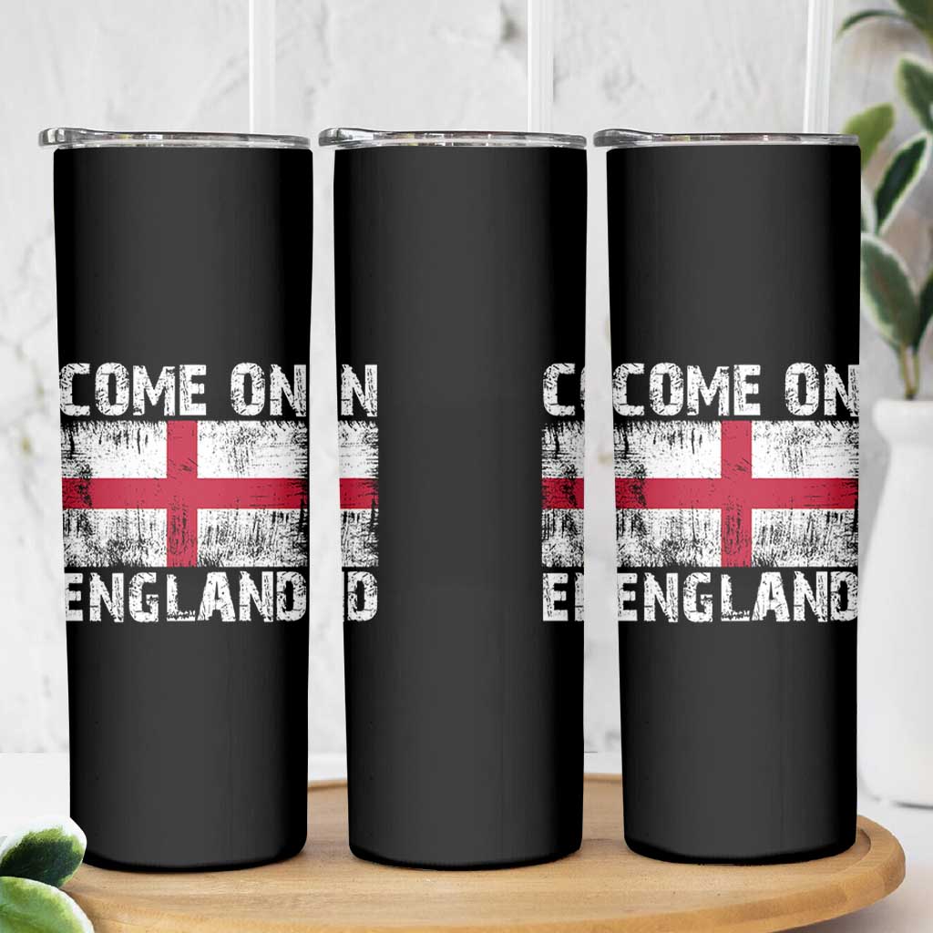 Come On England Skinny Tumbler Vintage St George Cross Flag Football Fan