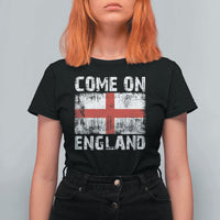 Come On England T Shirt For Women Vintage St George Cross Flag Football Fan