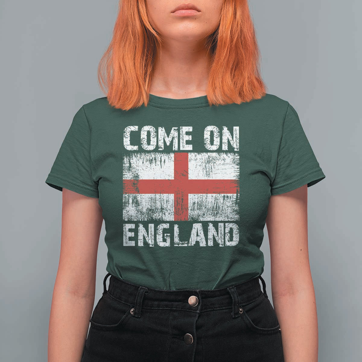 Come On England T Shirt For Women Vintage St George Cross Flag Football Fan