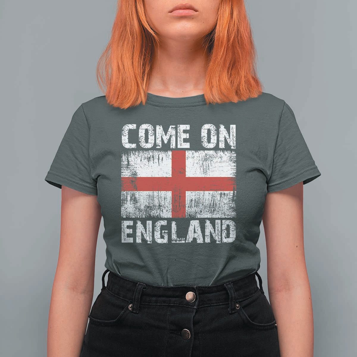 Come On England T Shirt For Women Vintage St George Cross Flag Football Fan