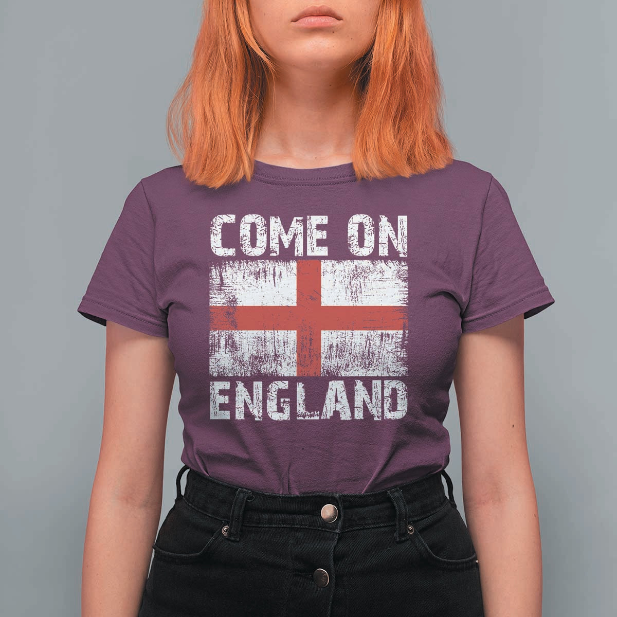 Come On England T Shirt For Women Vintage St George Cross Flag Football Fan
