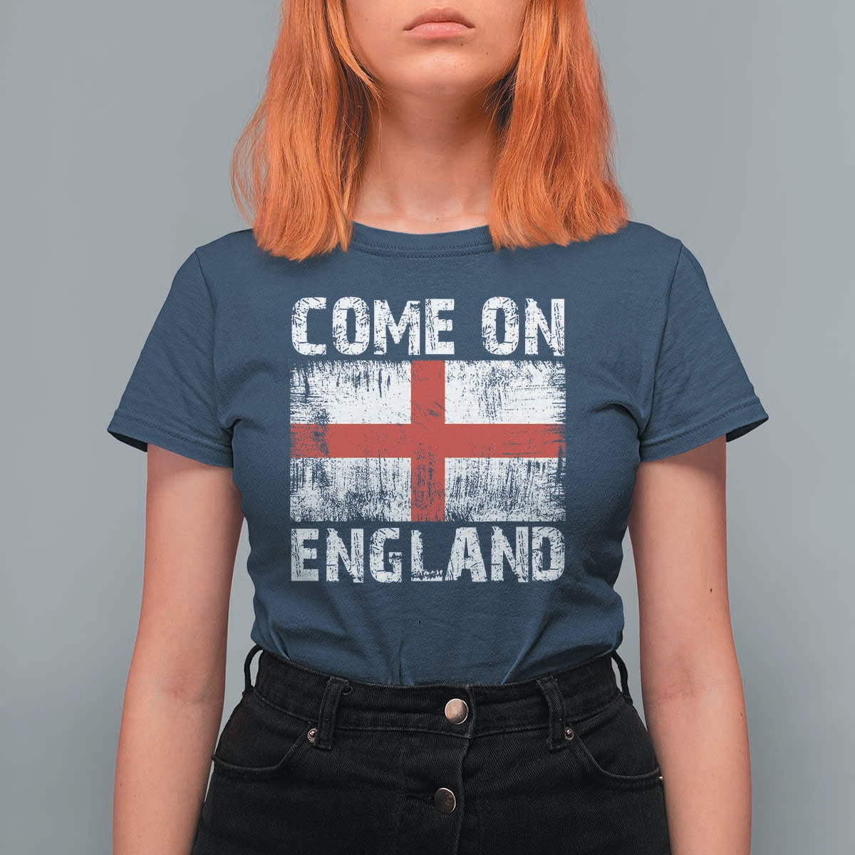 Come On England T Shirt For Women Vintage St George Cross Flag Football Fan