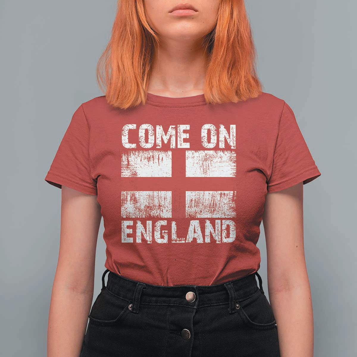 Come On England T Shirt For Women Vintage St George Cross Flag Football Fan