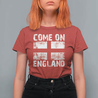 Come On England T Shirt For Women Vintage St George Cross Flag Football Fan