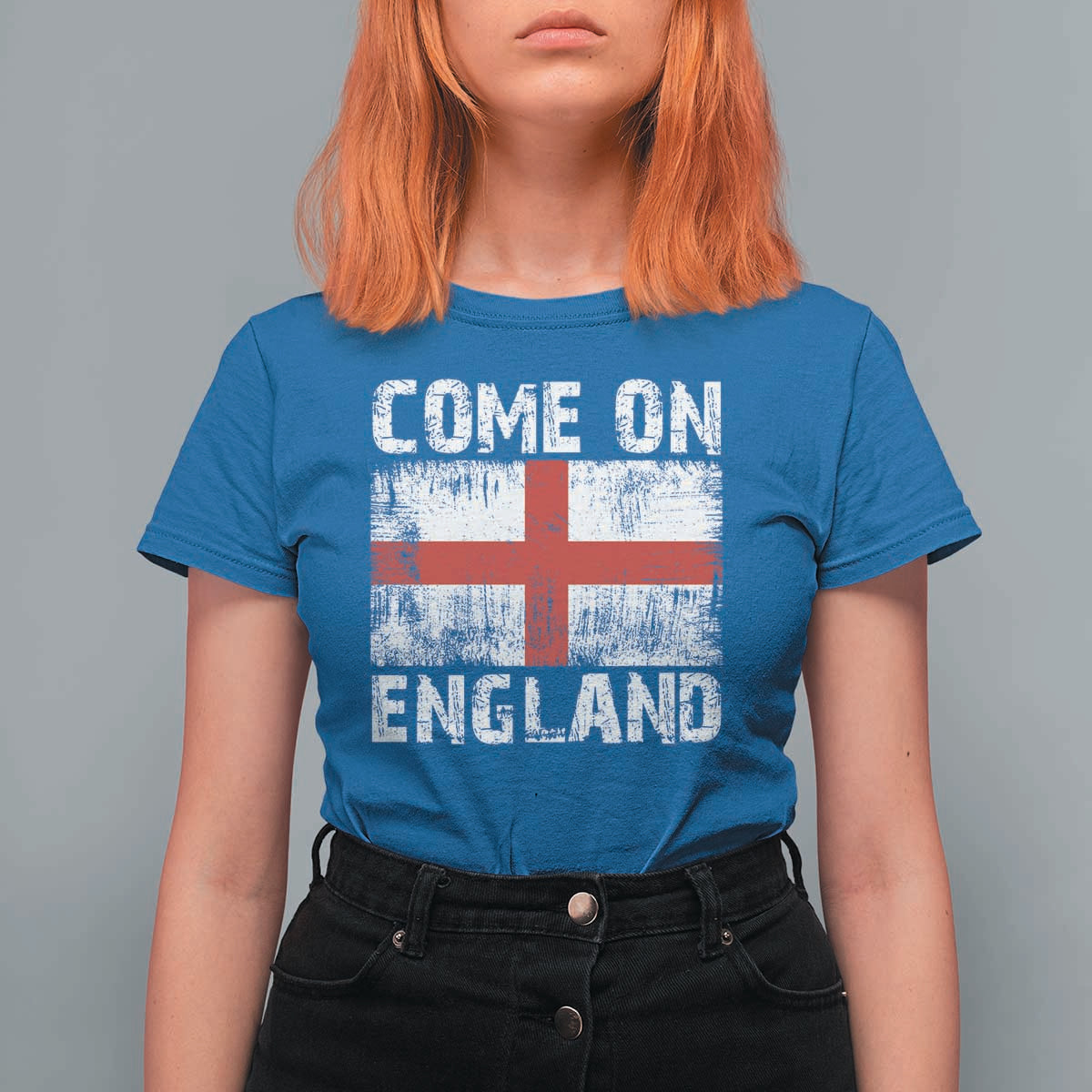Come On England T Shirt For Women Vintage St George Cross Flag Football Fan