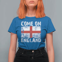 Come On England T Shirt For Women Vintage St George Cross Flag Football Fan