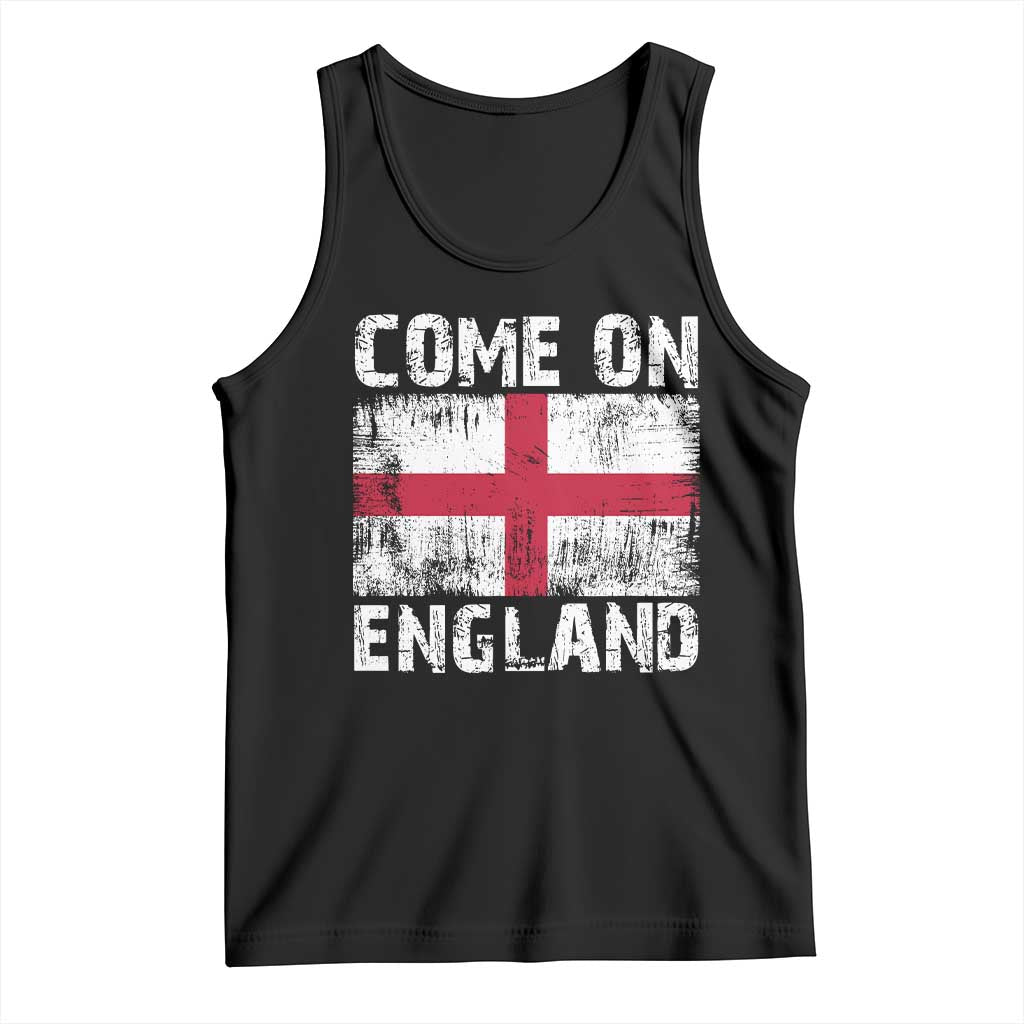 Come On England Tank Top Vintage St George Cross Flag Football Fan
