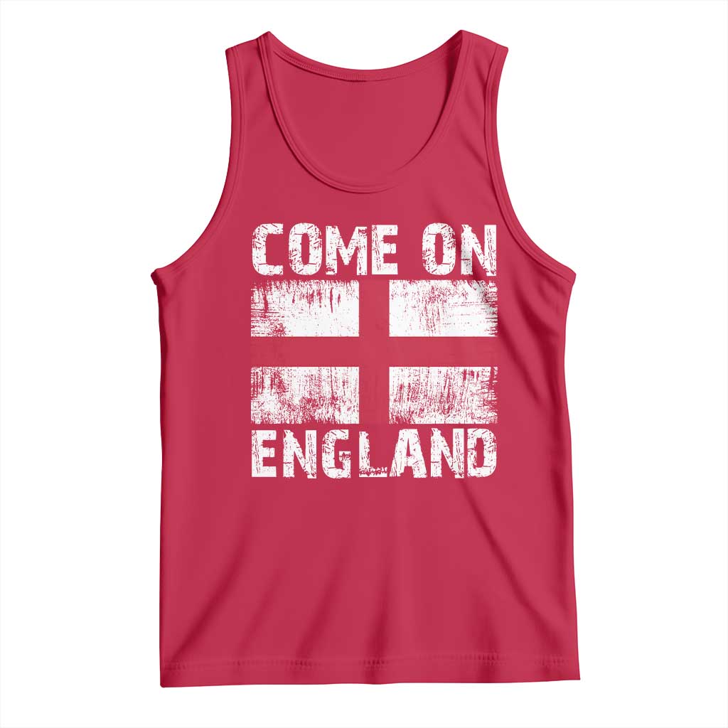 Come On England Tank Top Vintage St George Cross Flag Football Fan