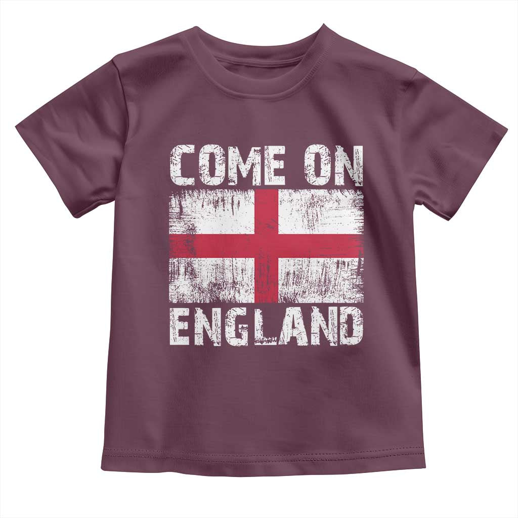 Come On England Toddler T Shirt Vintage St George Cross Flag Football Fan