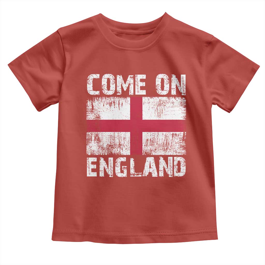 Come On England Toddler T Shirt Vintage St George Cross Flag Football Fan