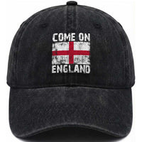 Come On England Washed Cotton Baseball Cap Vintage St George Cross Flag Football Fan