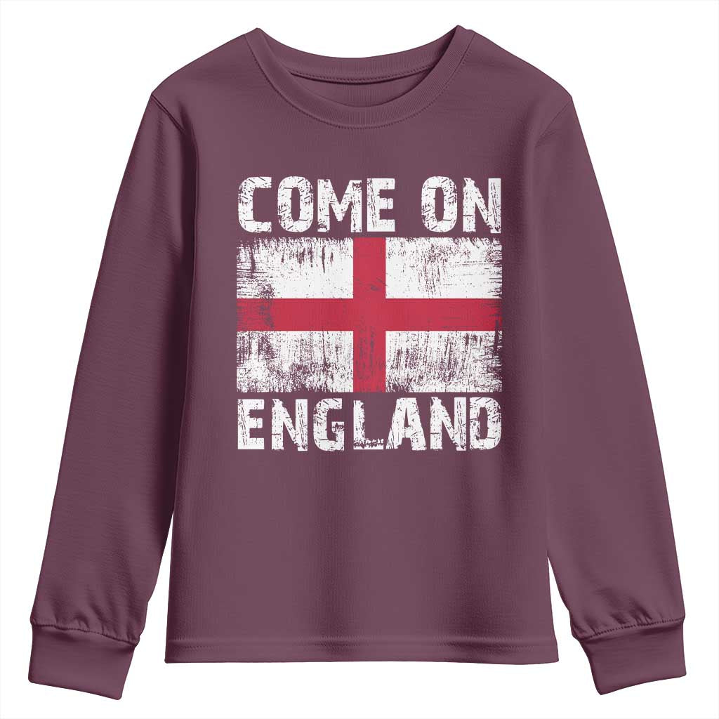 Come On England Youth Sweatshirt Vintage St George Cross Flag Football Fan