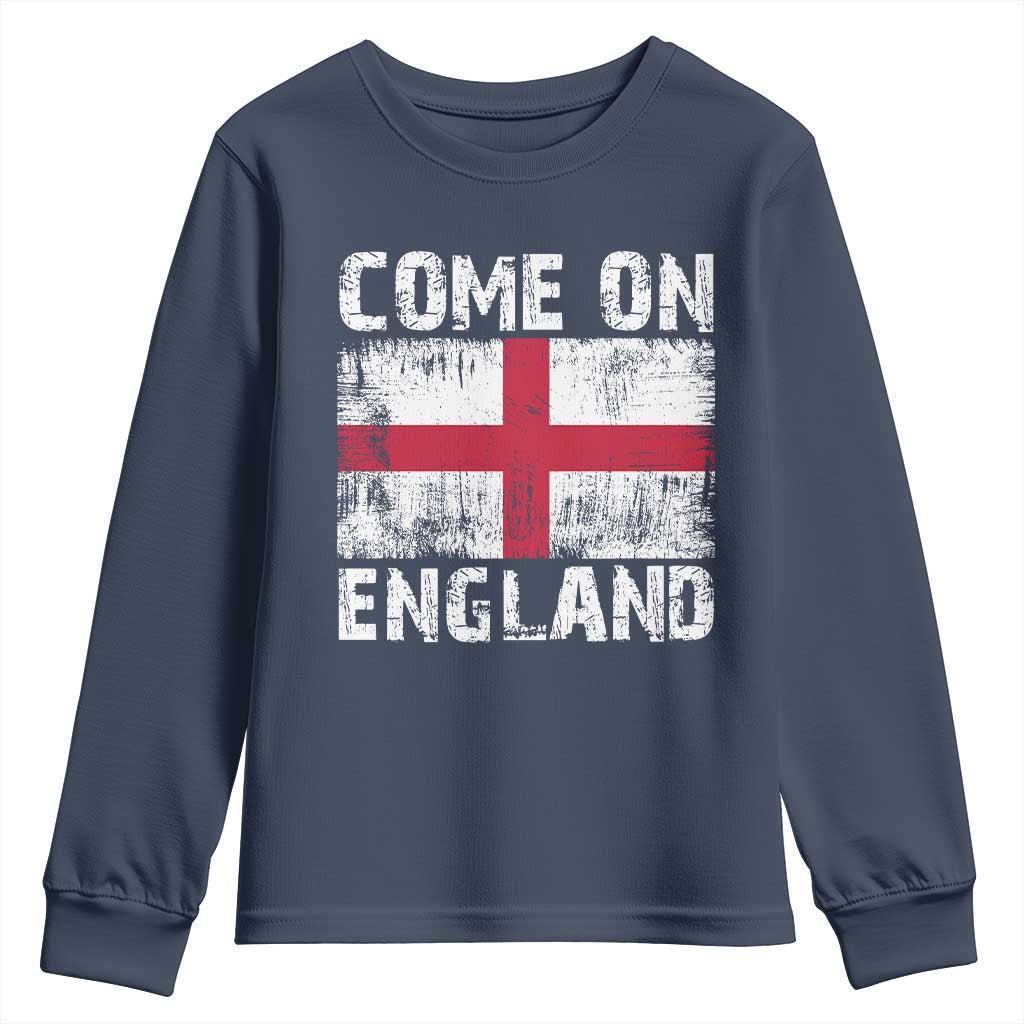 Come On England Youth Sweatshirt Vintage St George Cross Flag Football Fan