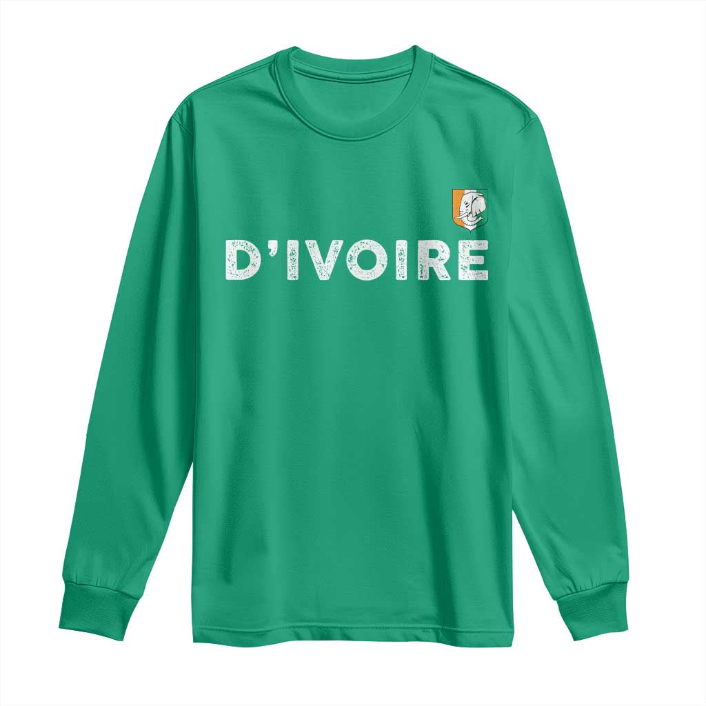 Côte D Ivoire Long Sleeve Shirt Ivory Coast Crest Football Elephant Family Matching