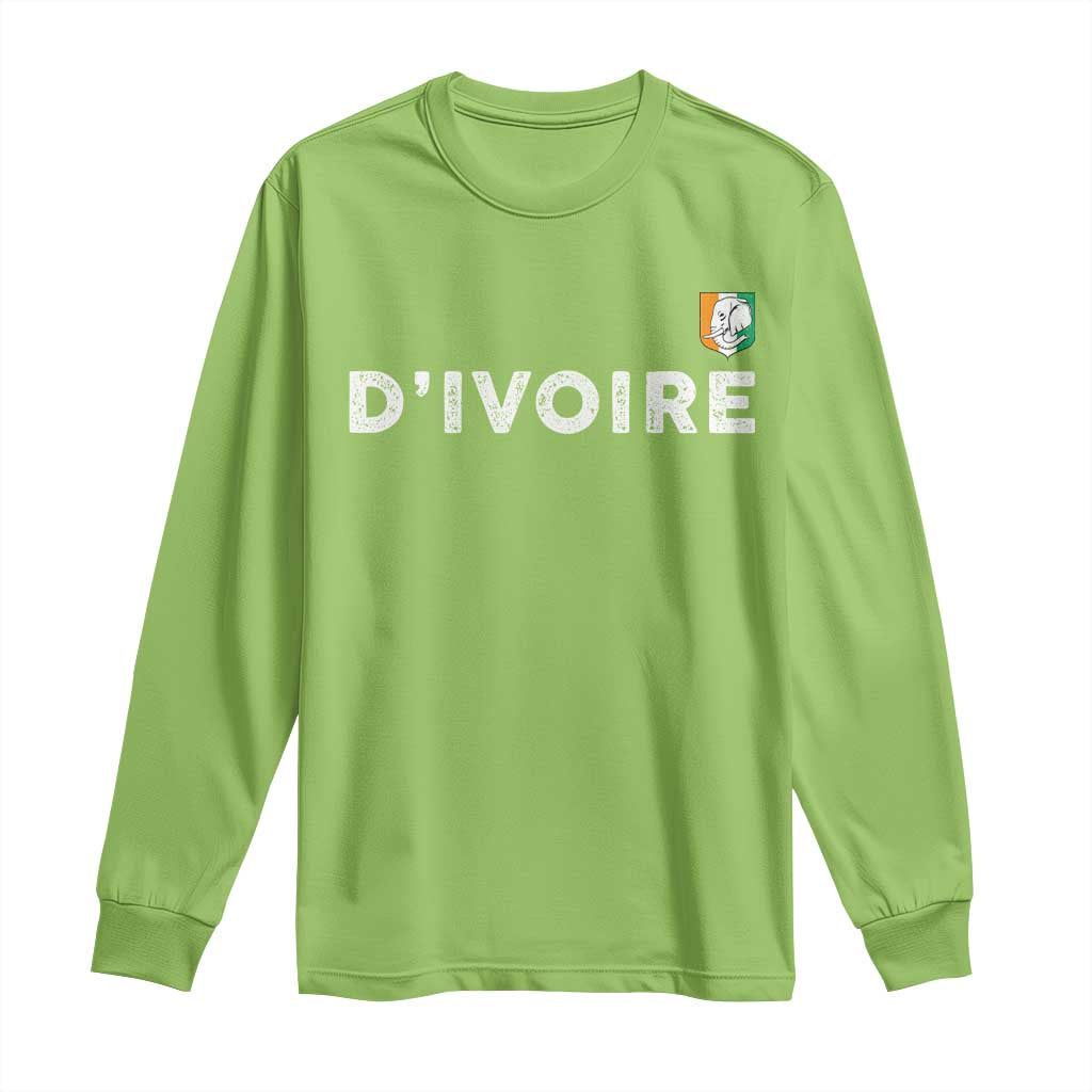 Côte D Ivoire Long Sleeve Shirt Ivory Coast Crest Football Elephant Family Matching