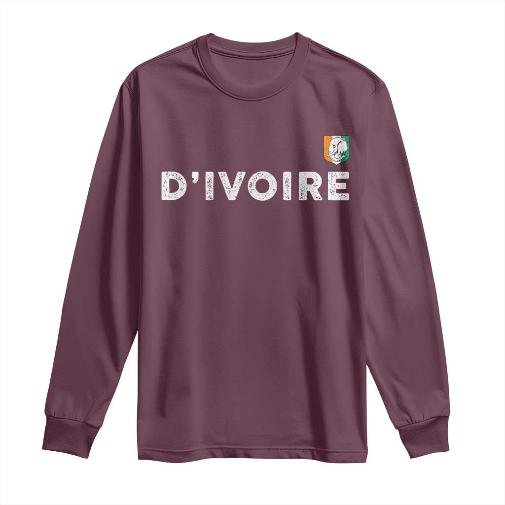 Côte D Ivoire Long Sleeve Shirt Ivory Coast Crest Football Elephant Family Matching