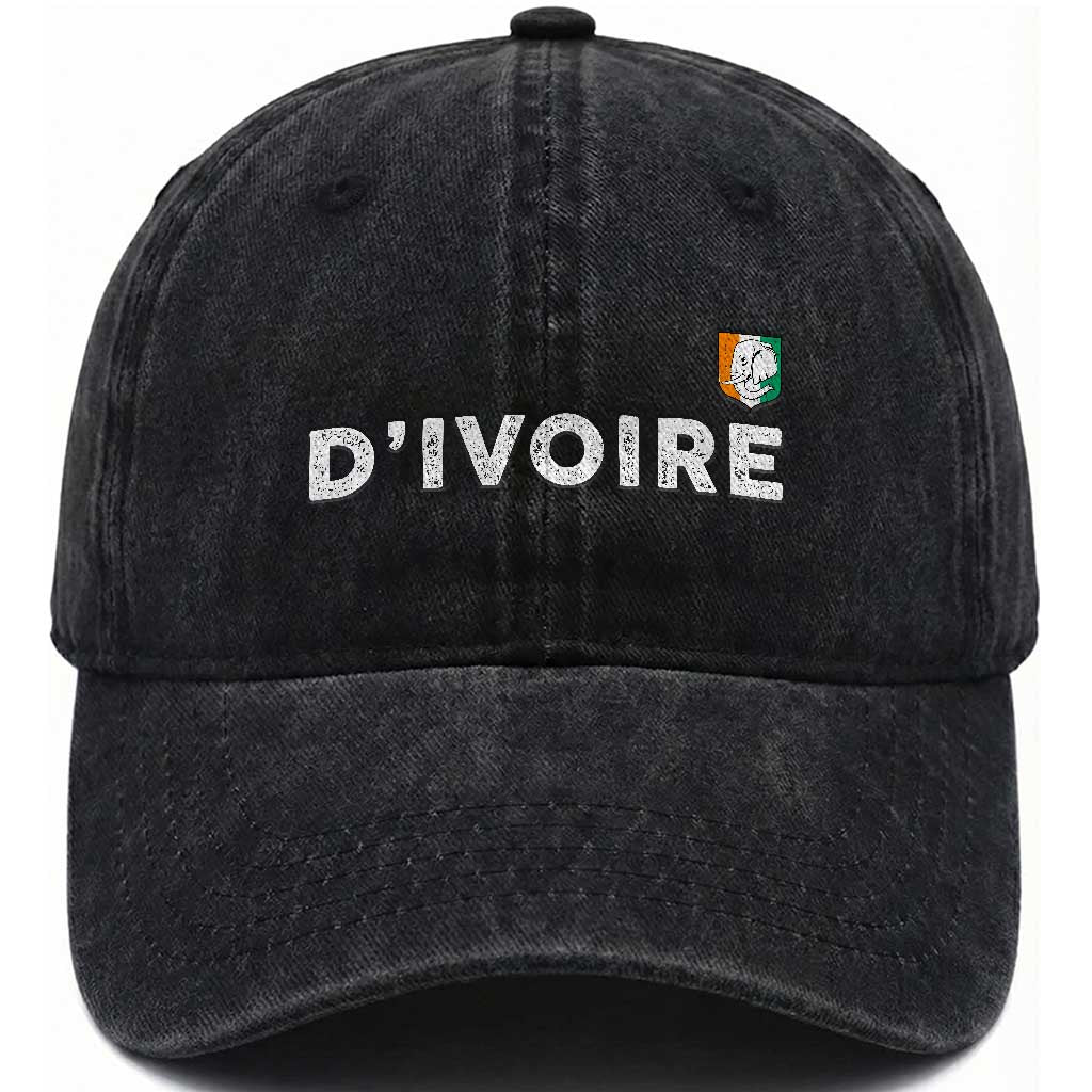 Côte D Ivoire Washed Cotton Baseball Cap Ivory Coast Crest Football Elephant Family Matching