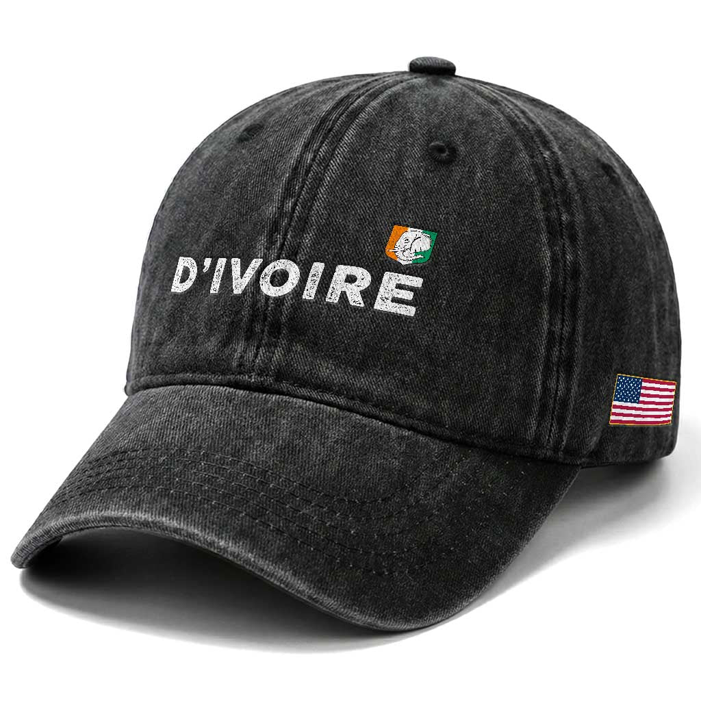 Côte D Ivoire Washed Cotton Baseball Cap Ivory Coast Crest Football Elephant Family Matching