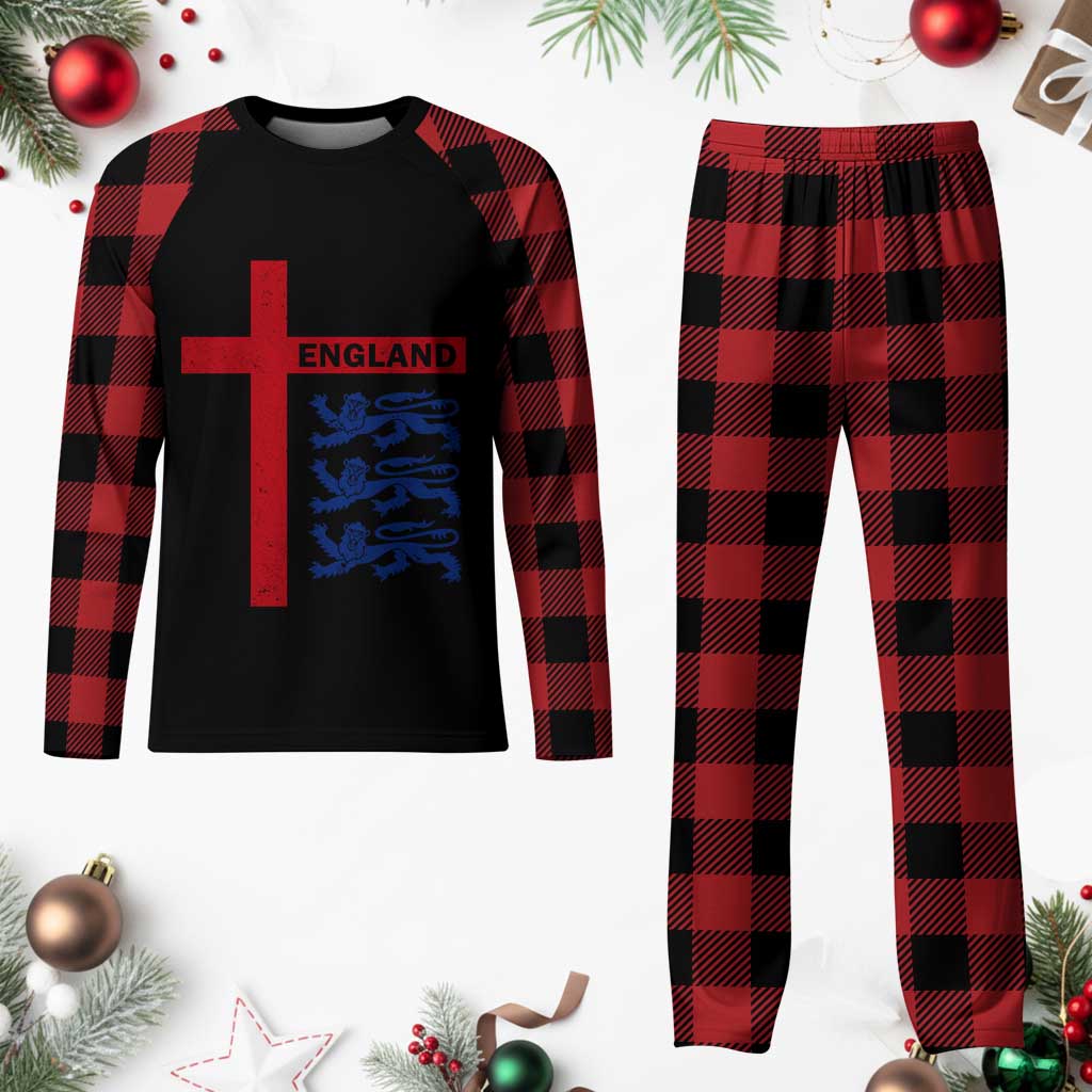 England Football St George Cross Three Lions Emblem Plaid Pajama Set