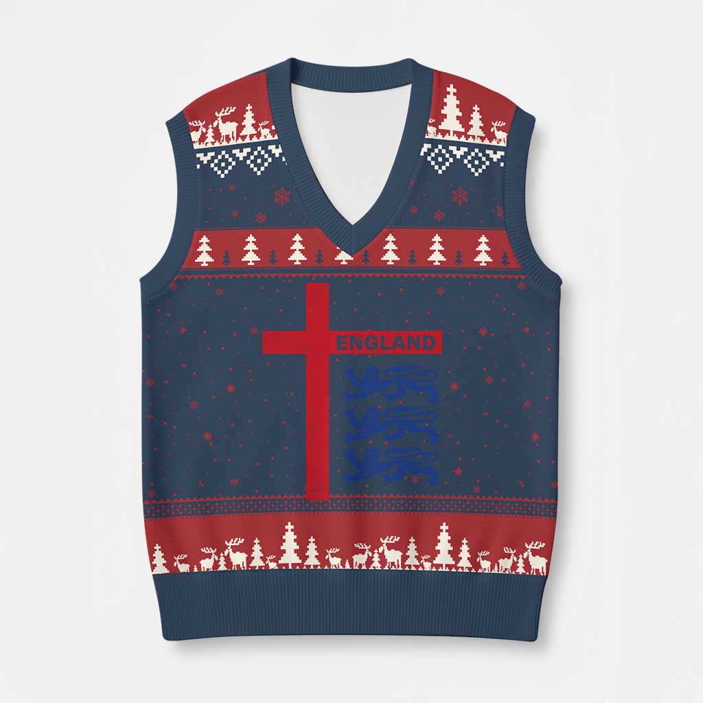 England Football St George Cross Three Lions Emblem V-Neck Knit Sweater Vest