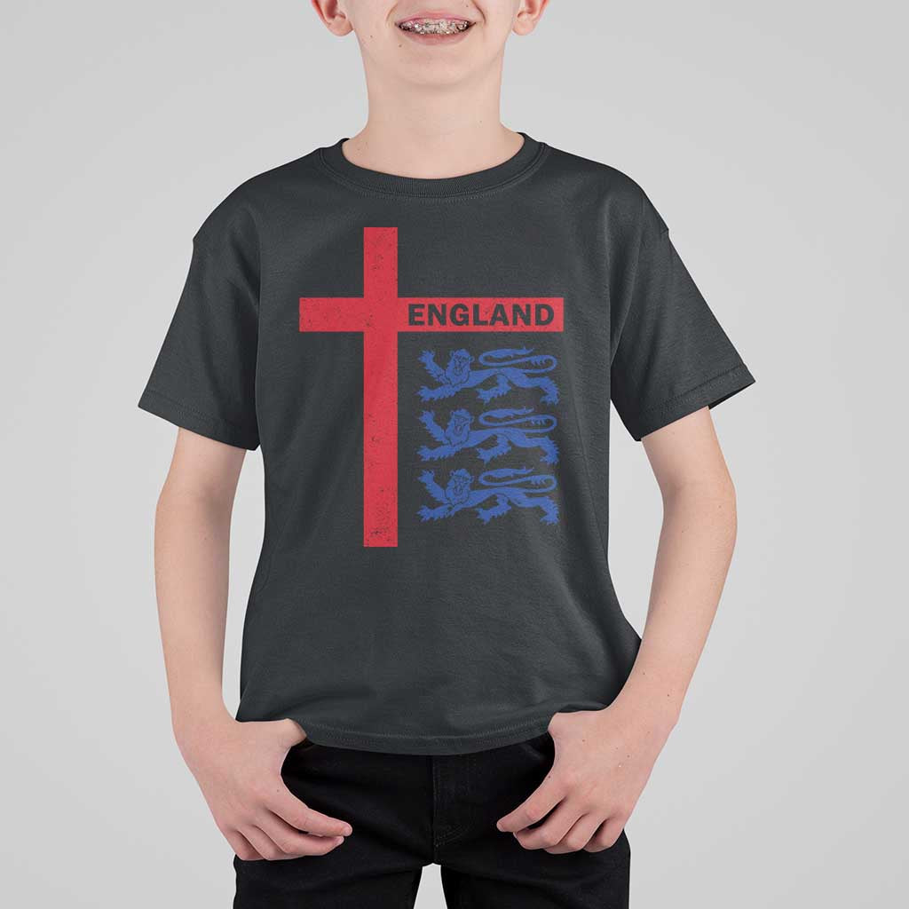 England Football St George Cross Three Lions Emblem T Shirt For Kid