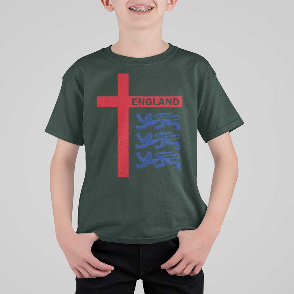 England Football St George Cross Three Lions Emblem T Shirt For Kid
