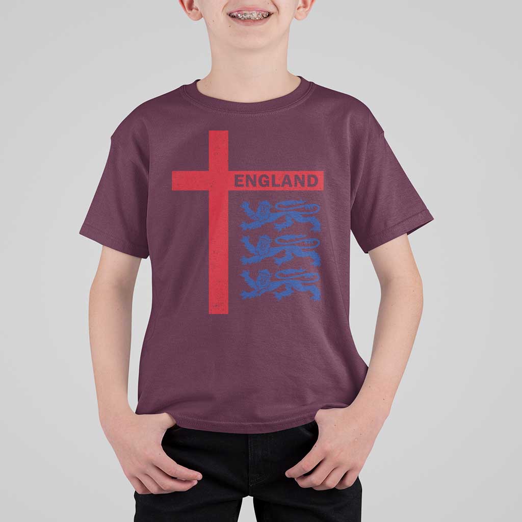 England Football St George Cross Three Lions Emblem T Shirt For Kid