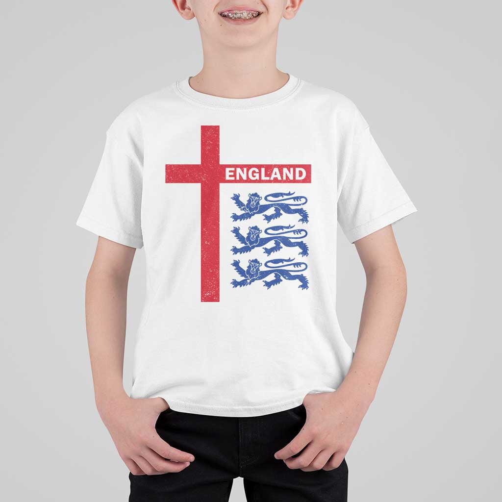 England Football St George Cross Three Lions Emblem T Shirt For Kid