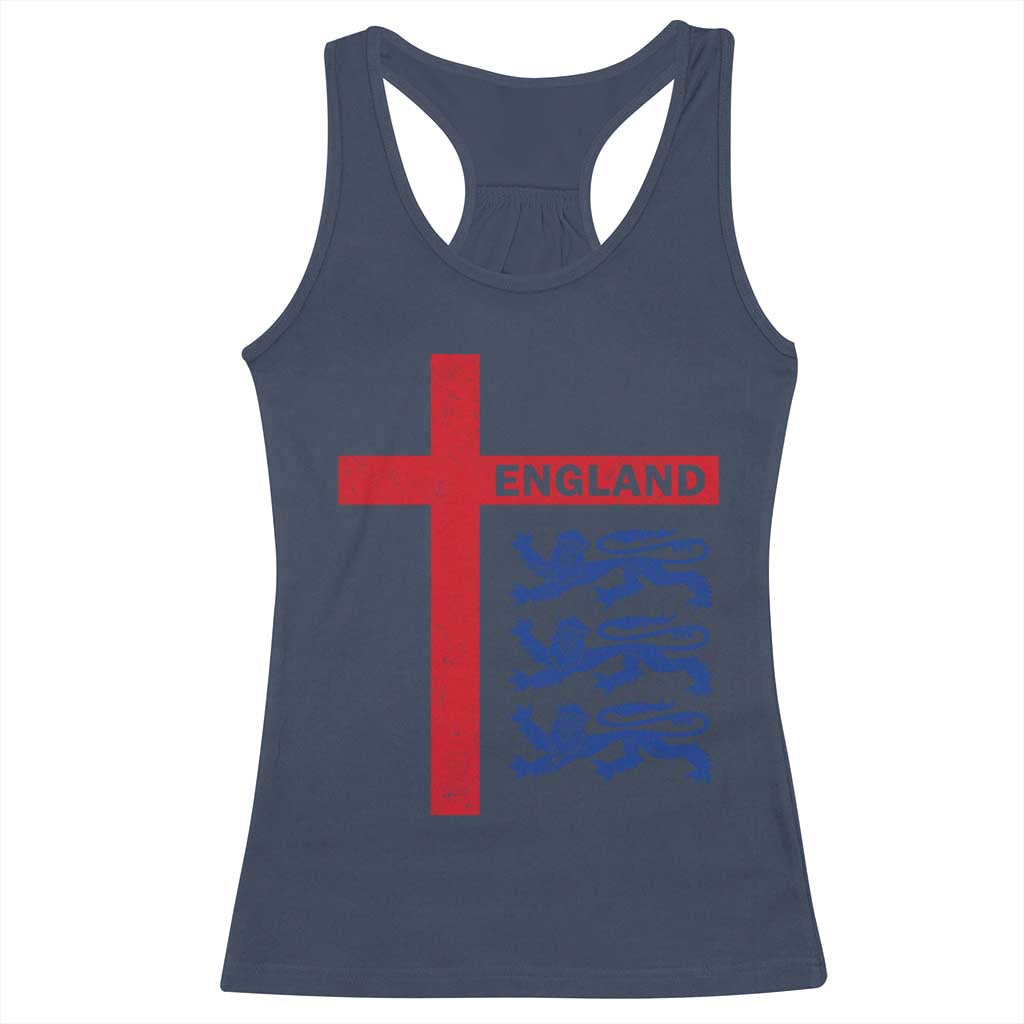 England Football St George Cross Three Lions Emblem Racerback Tank Top
