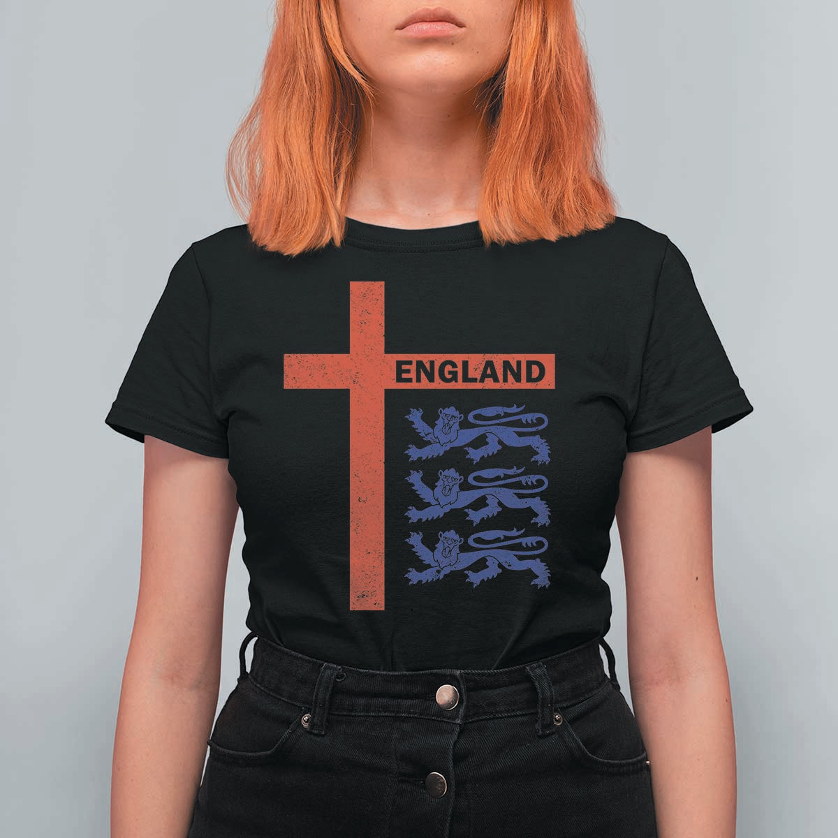England Football St George Cross Three Lions Emblem T Shirt For Women